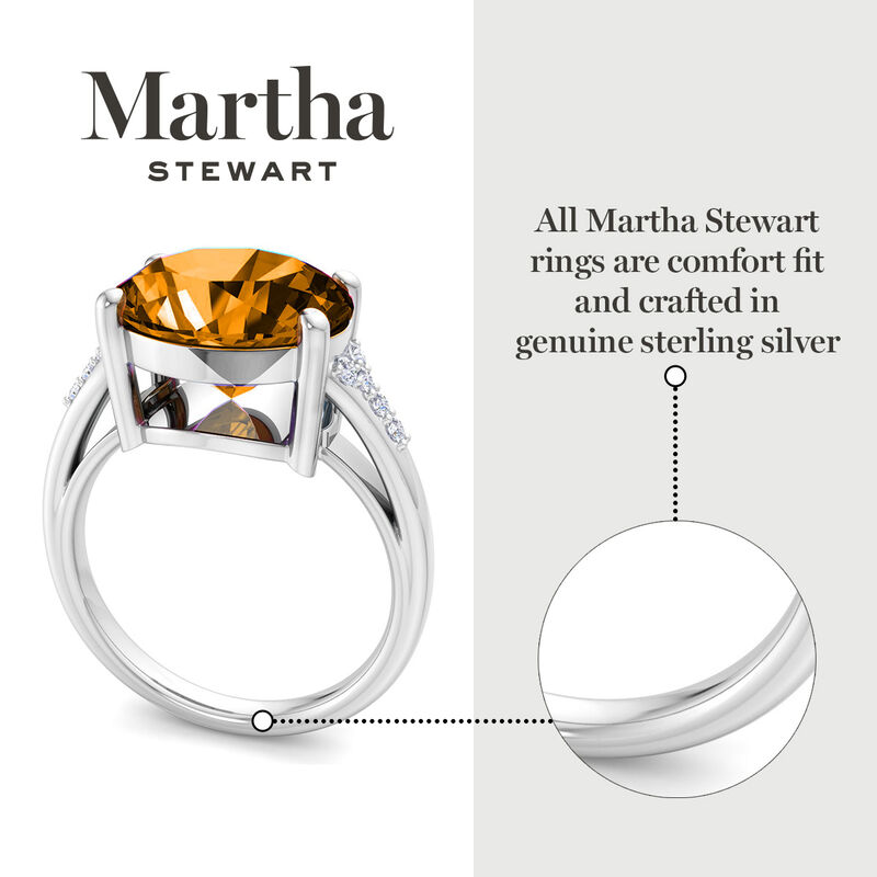 Martha Stewart 4 1/2ctw. Oval Citrine & Lab Grown Diamond Ring In Sterling Silver image number null